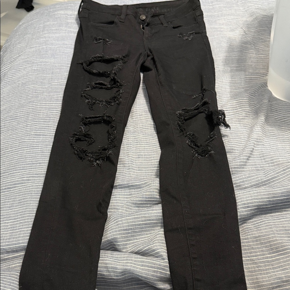 American Eagle Outfitters Black Ripped Skinny Jeans